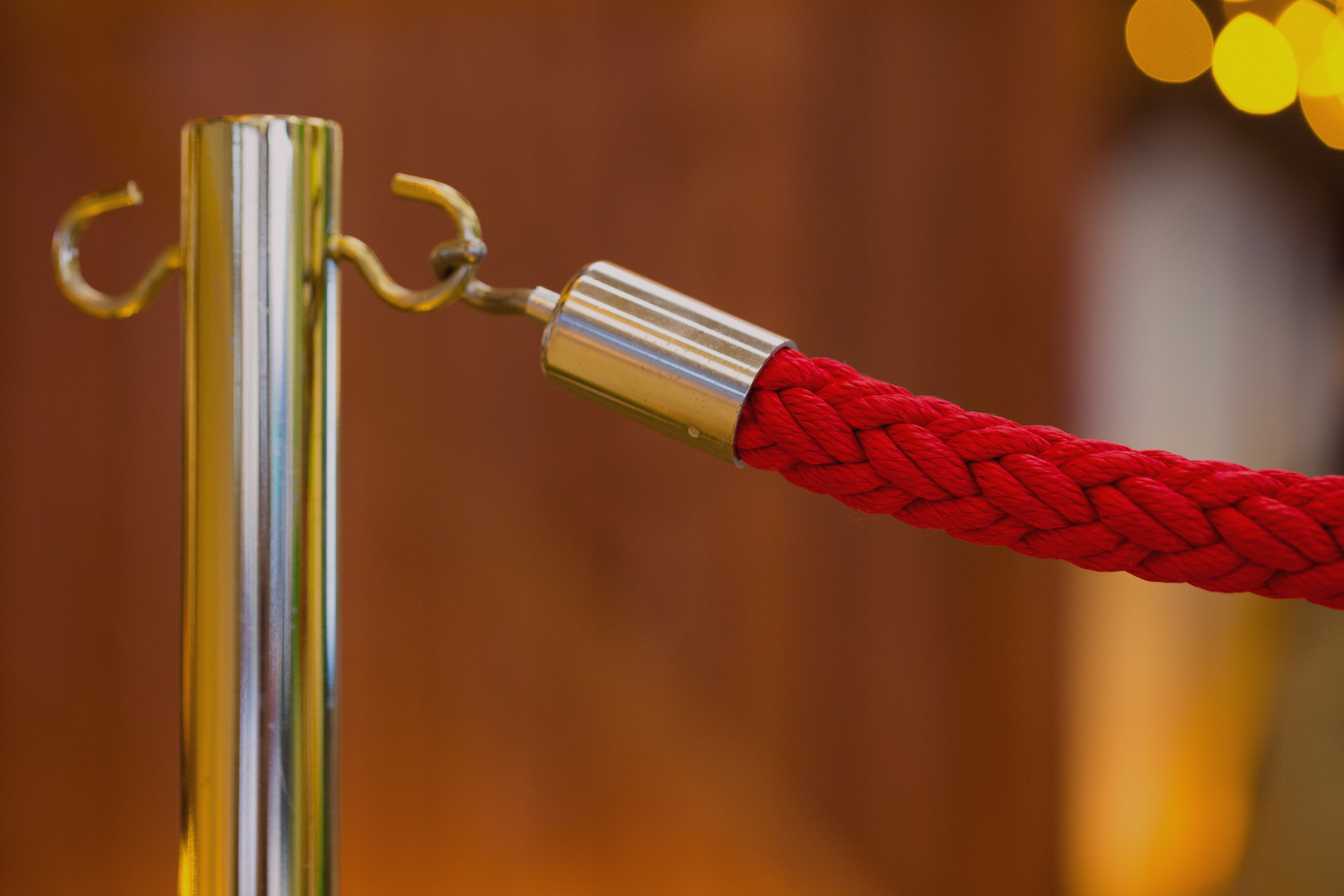 Velvet rope barrier at a luxury hotel entrance